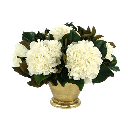 Creative Displays Inc Hydrangea And Magnolia Leaf Arrangement In A